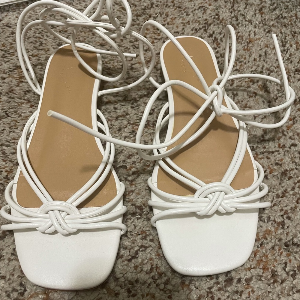 White tie up Sabo Sandals